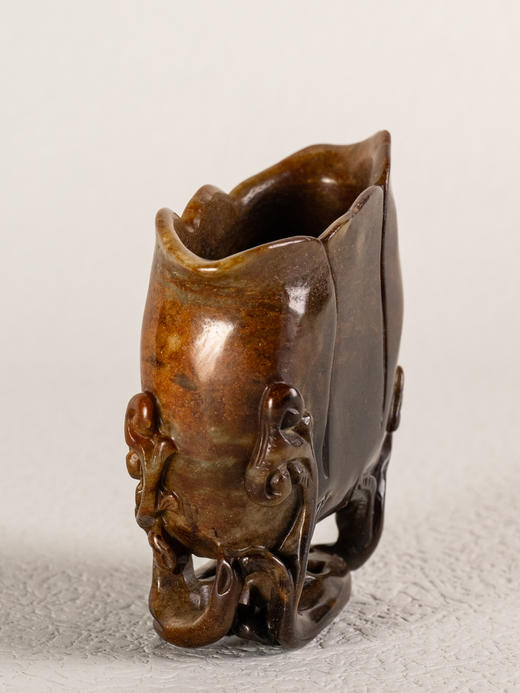 清	寿山石雕灵芝兰花杯摆件 商品图2