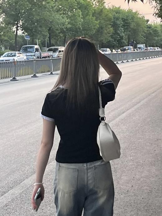 赛琳 25ss经典织带短袖T恤 男女同款 黑色/蓝色（DY） 商品图6