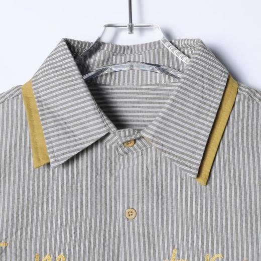 SDSA男装2026新款高贵轻奢日系条纹衬衫字母刺绣撞色领设计百搭 商品图1