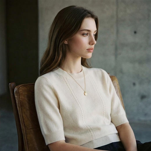 KINGDEER/KD“简约风”毛衣中袖宽松美式圆领百搭羊绒衫L805506经典基本款/气质款鹿王 商品图12