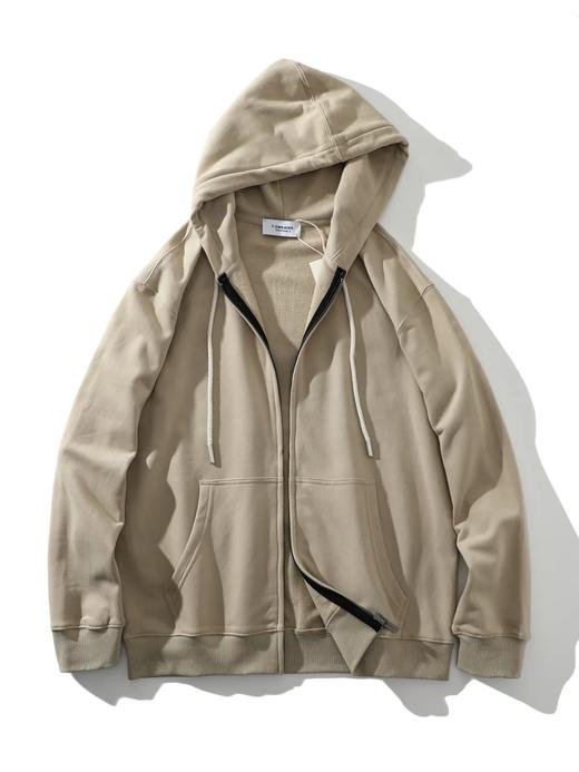 F030603高克重棉质混纺内里科技擦毛设计拉链开衫外套纯色抓绒琐温保暖长袖连帽卫衣 商品图4