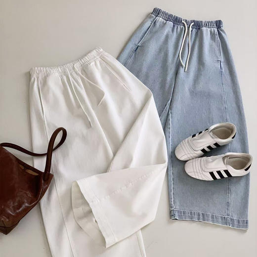 老米优品🎈砂洗棉质，轻柔垂顺~《巨显瘦春季阔腿九分裤》多道砂洗工艺反复打磨 版型魔法先搜！ 藏肉显高~ 商品图1