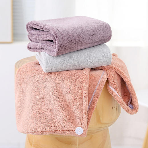 日式无印简约浴帽良品洗漱纯色洗澡浴帽长发高克重珊瑚绒干发帽支 商品图3