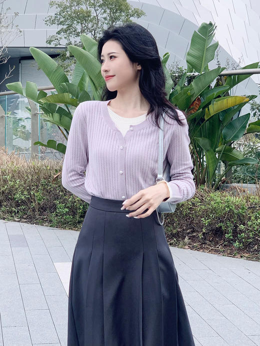 【百图lulu定制】【香芋针织衫】 软糯  假两件   圆领长袖针织衫 商品图1