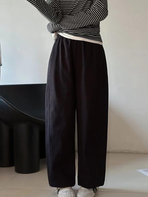 F030673水洗棉阔腿工装裤女遮肉显瘦松紧高腰直筒裤 商品图4