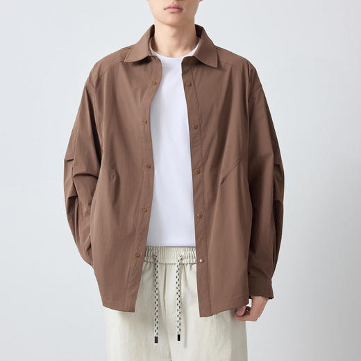 墨麦客男装美式休闲衬衫式夹克男2026春新款褶皱袖男士外套81621. 商品图2