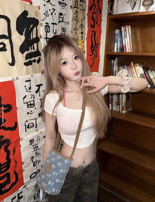 MLB复古牛仔老花小水桶包 情侣斜跨手提包25FW 商品图7