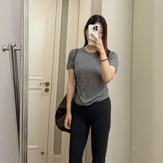 鄂尔多斯同款80支极细真丝羊毛精纺超薄短袖针织衫030505 商品图5