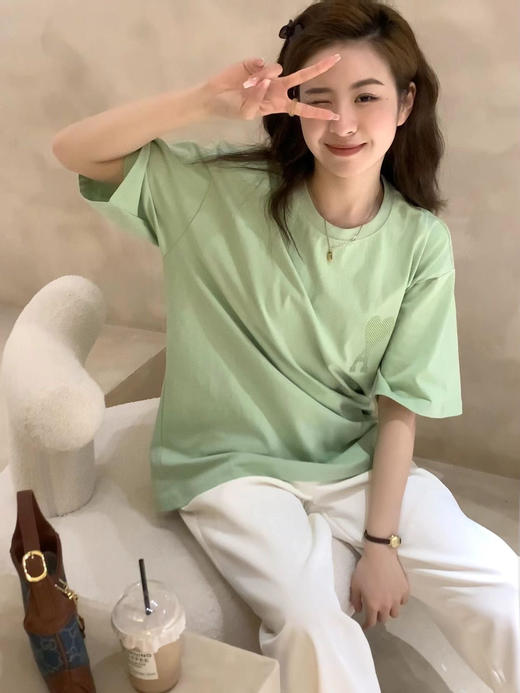 原单𝐀𝐦𝐢马卡龙爱心情侣短袖 商品图1