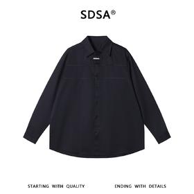 SDSA男装2026新款高贵轻奢极简风贴标长袖衬衫宽松高级感百搭衬衣
