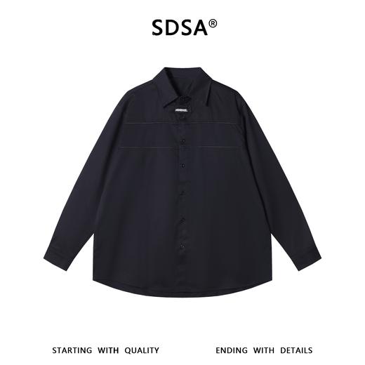 SDSA男装2026新款高贵轻奢极简风贴标长袖衬衫宽松高级感百搭衬衣 商品图0
