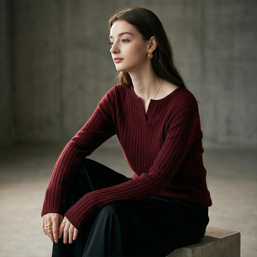 PALUOPO/PL小V领女衫ET255055R/约重230g帕罗 商品图10