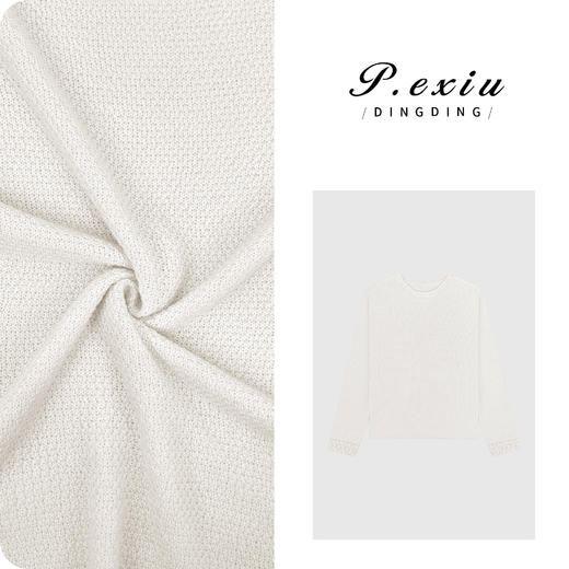 PanYiXiu/潘依绣【轻法之旅】羊毛温柔风手工勾花花边针织毛衣C075 商品图0