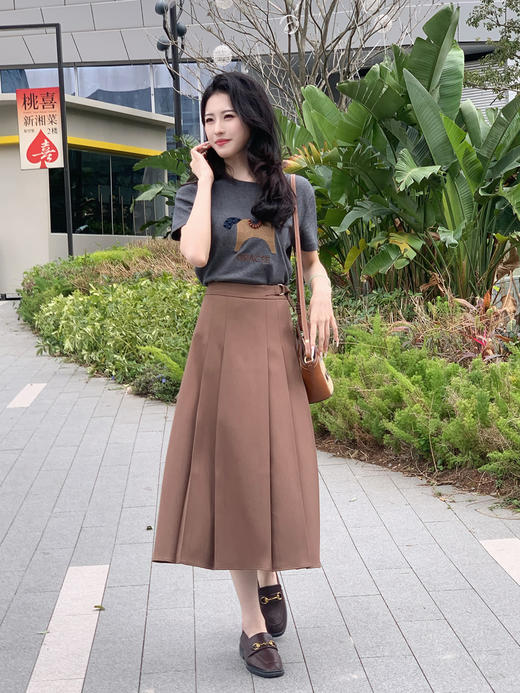 【百图lulu定制】【时装周半裙】 高腰显瘦  中长款  收腰百褶半裙 商品图4