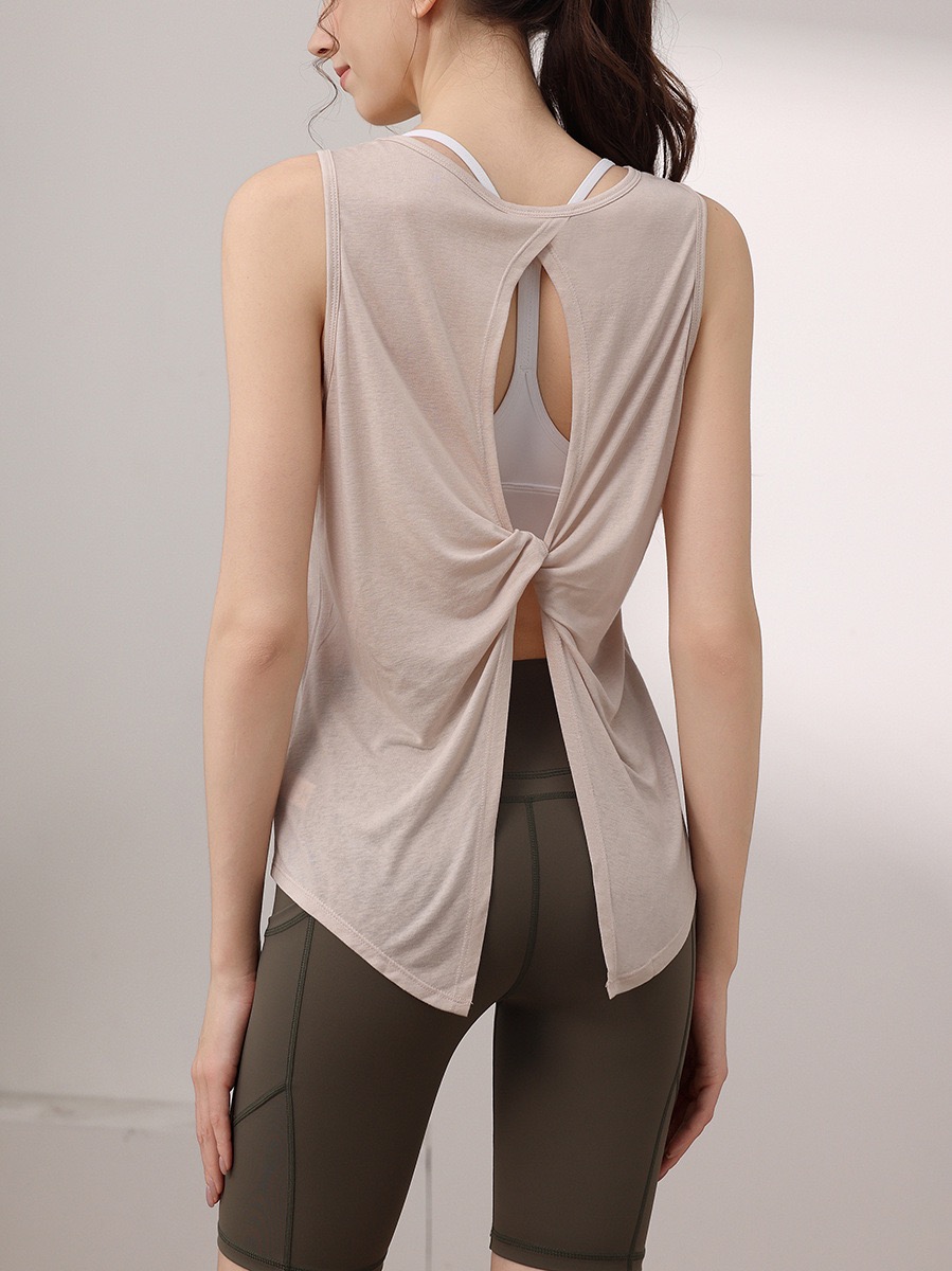 天丝雪花宽松运动背心女 性感美背瑜伽服罩衫跑步健身无袖上衣夏 000MXF2530