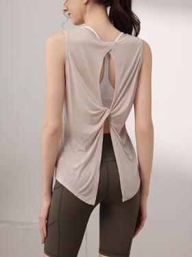 天丝雪花宽松运动背心女 性感美背瑜伽服罩衫跑步健身无袖上衣夏 000MXF2530