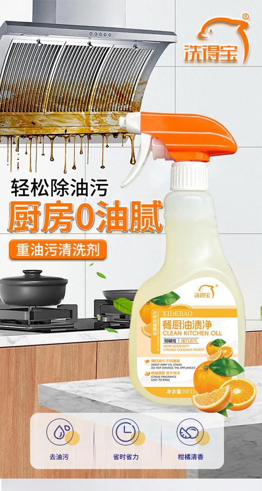 洗得宝牌餐厨油渍净 500ml/瓶 商品图0