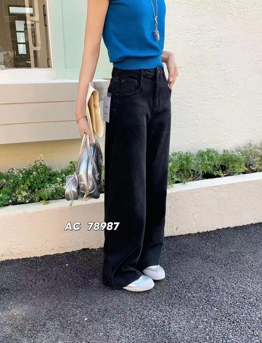 F030679美式复古做旧黑阔腿牛仔裤休闲裤显瘦神裤 商品图9