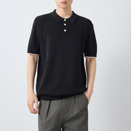 墨麦客男装高智通勤针织POLO衫男新款老钱风撞色短袖T恤男75199. 商品图2