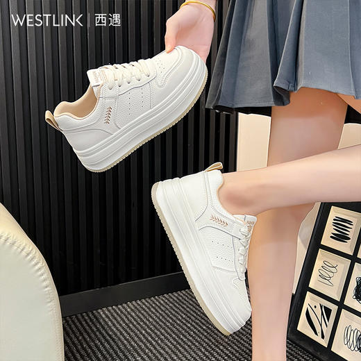 西遇厚底休闲板鞋女2026新款春季轻便时尚舒适百搭圆头休闲板鞋P0066295 商品图1
