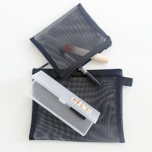 日式无印网袋良品笔袋多功能化妆品收纳包零钱收纳网袋小袋子拉链 商品图2