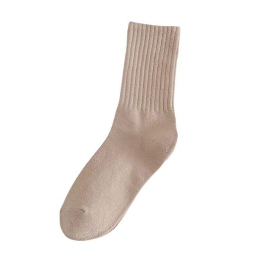 日式良品女士半抽条中长袜良品中筒厚款保暖女棉袜纯色高筒袜子 商品图4