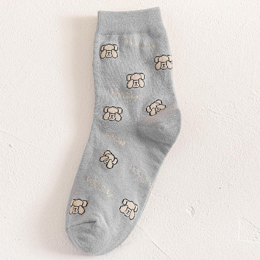 日式无印西川棉袜良品女士中筒袜卡通小熊袜子女款秋冬袜休闲袜女 商品图2