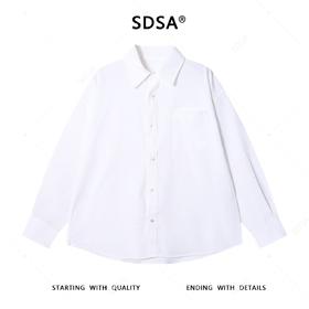 SDSA男士秋冬新款痞帅男装简约基础款纯色口袋翻领长袖衬衫百搭