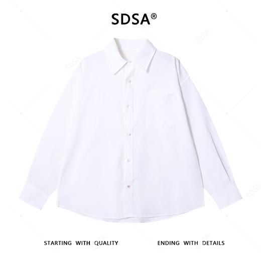 SDSA男士秋冬新款痞帅男装简约基础款纯色口袋翻领长袖衬衫百搭 商品图0