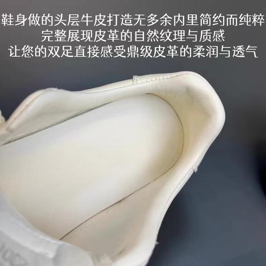 F0306133水洗头层牛皮系带百搭松弛感隐形增高板鞋复古腔调耐磨防滑厚底小白鞋 商品图7