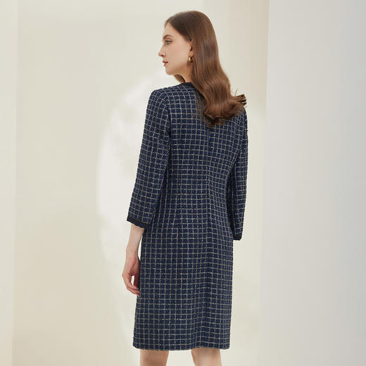 MA802斯尔丽2022年春季新款v领假两件小香风钉珠A摆连衣裙 商品图1