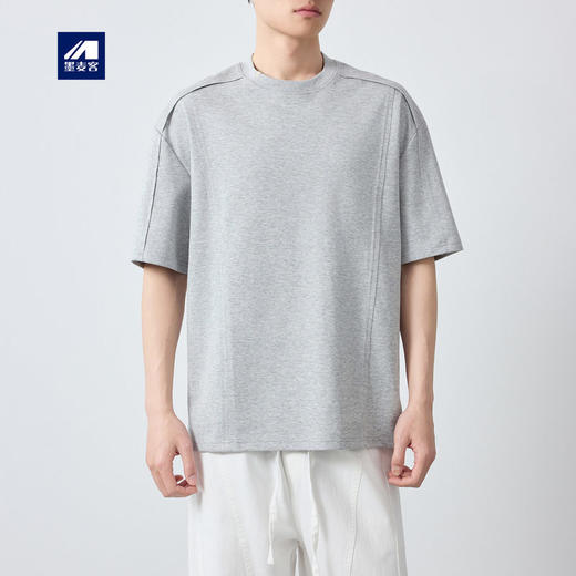 墨麦客男装美式休闲拼接男士短袖2026春新款宽松圆领t恤男75227. 商品图0