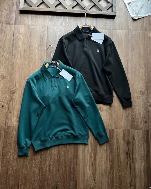 秋季纯色长袖男装休闲通勤卫衣宽松简约T恤潮流上衣！ 商品图2