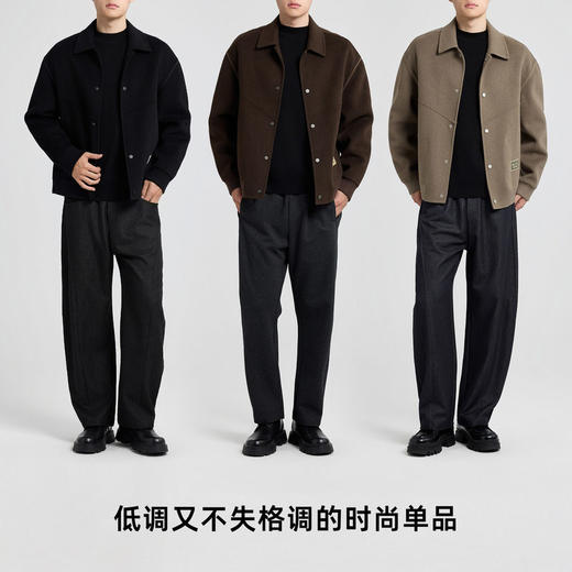 墨麦客男装绵羊毛混纺双面呢外套男2025冬新款男士毛呢夹克81483. 商品图4