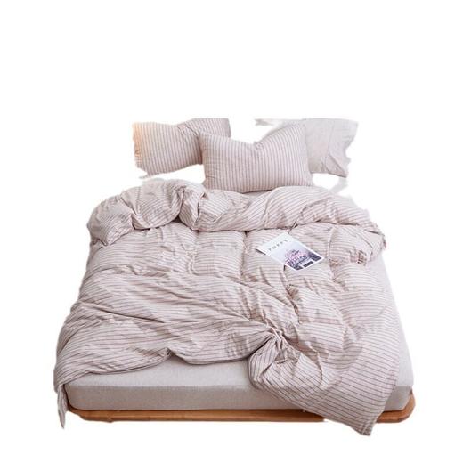 裸睡无印天竺棉四件套条纹良品针织棉4件套全棉床笠床单日式床品 商品图4