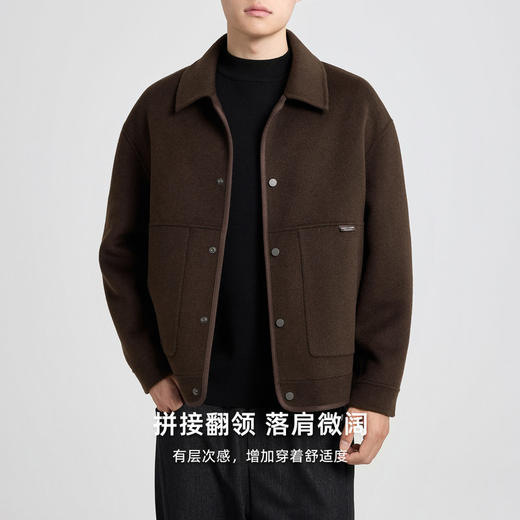 墨麦客男装羊毛双面呢外套男2025冬款纯色翻领男士毛呢夹克81480. 商品图1