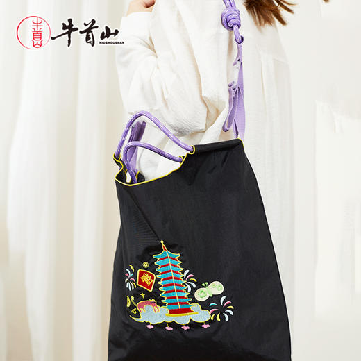 牛首山文创马年限定款抽绳托特包2026新款刺绣高颜值单肩包手提包 商品图1
