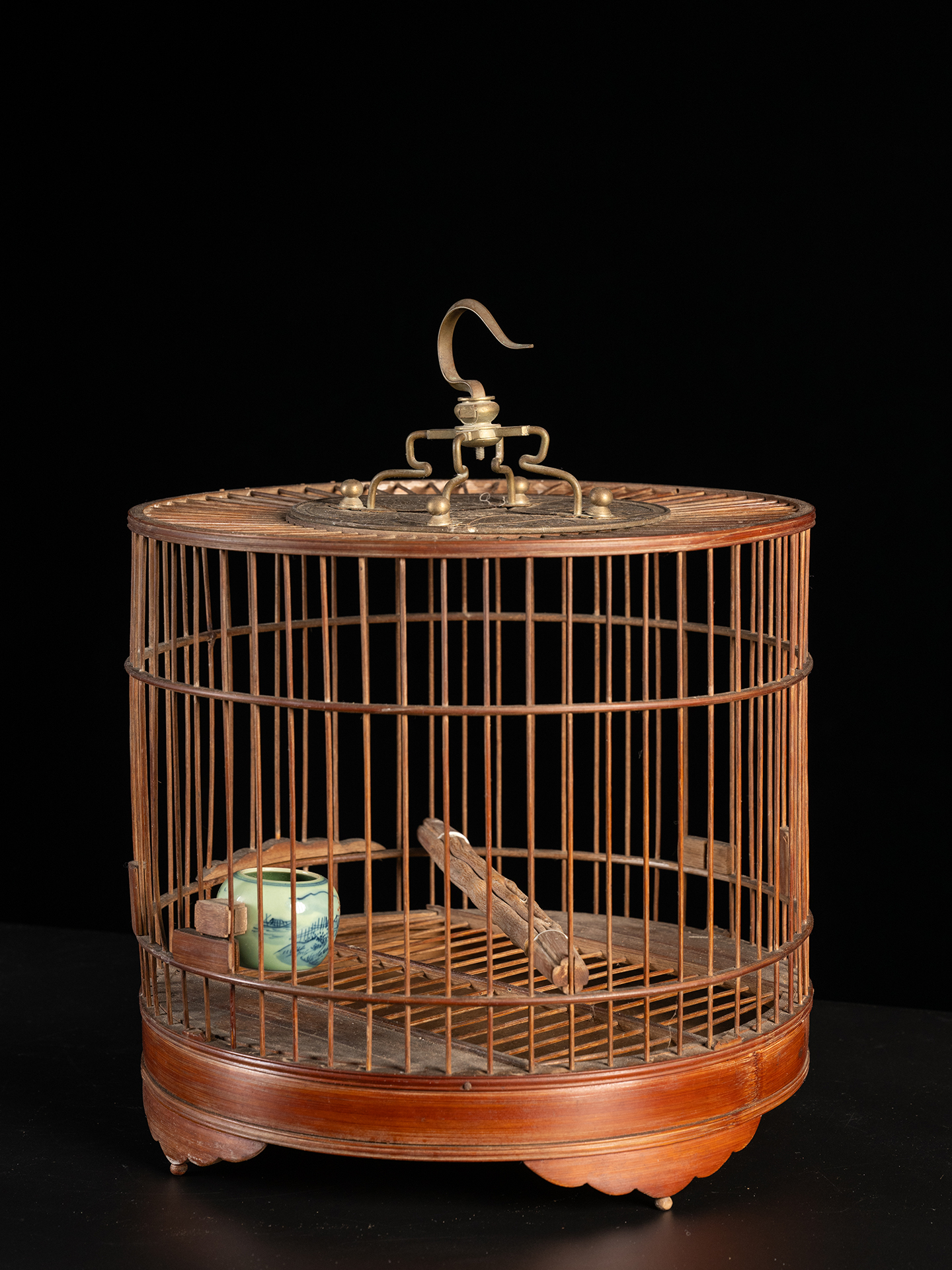 清	竹制圆形鸟笼