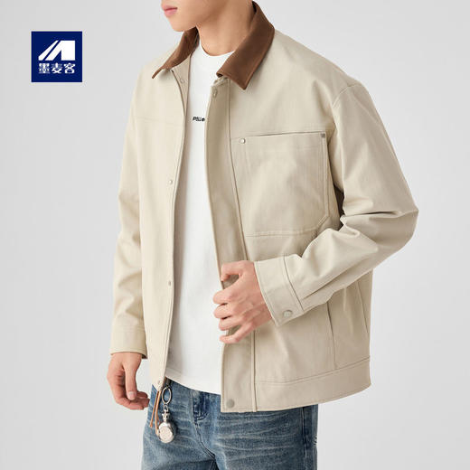 墨麦客男装撞色翻领夹克男2026春季新款巴恩风复古男士外套81301. 商品图0