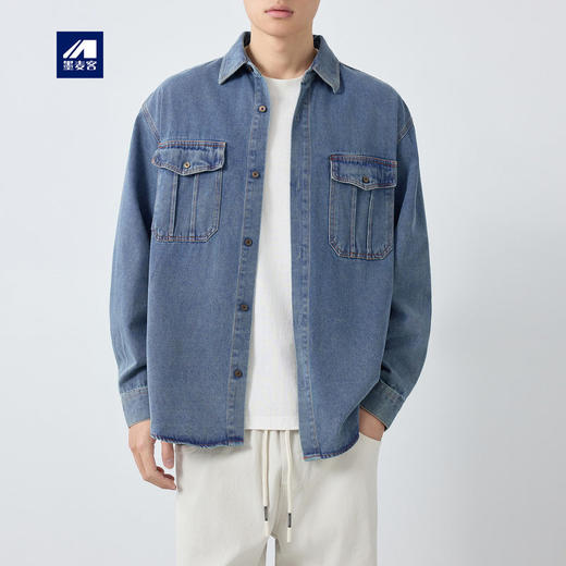 墨麦客男装美式休闲牛仔夹克男2026春新款水洗做旧男士外套81606. 商品图0