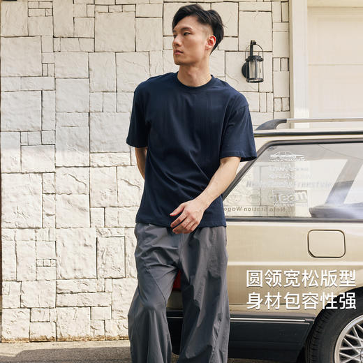 录士LUSHISI无暇主题短袖轻量化麻感纯棉面料纹理纯色短袖情侣t恤 商品图2