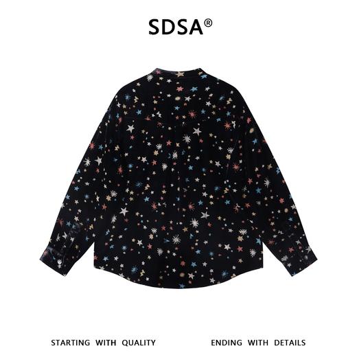 SDSA男装2026新款高贵轻奢时尚植绒彩色星星设计立领长袖衬衫百搭 商品图5