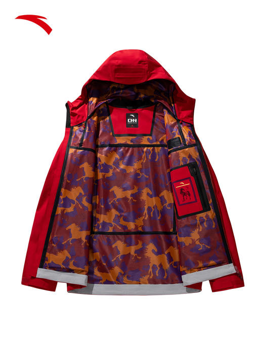 安踏×徐悲鸿联名冲锋衣男款2026新款硬壳户外红色外套152617628 商品图4