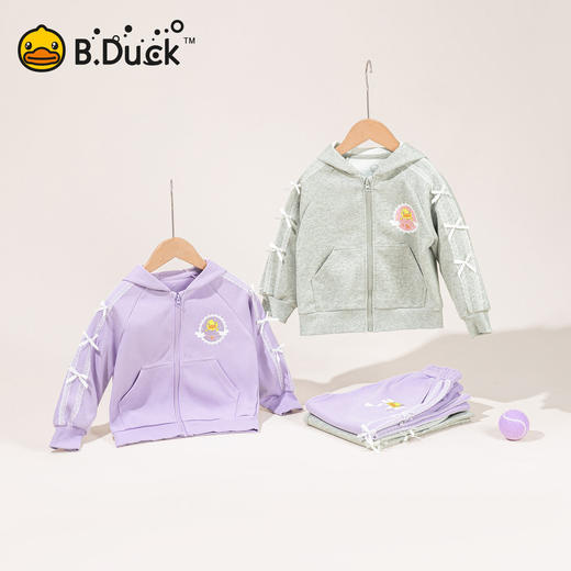 【套装】bduck小黄鸭童装女童套装春秋新款儿童外套运动长裤两件套110-160 FF3681011 商品图1
