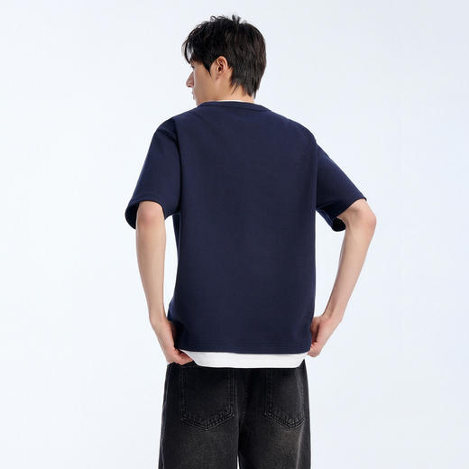 NPC潮牌棉混纺宽松假两件华夫格短袖T恤撞色亲肤春上新NP61TE12 商品图3