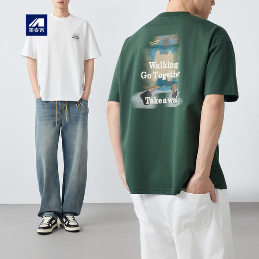 墨麦客城市运动时尚印花短袖t恤男2026夏款220g宽松男士T恤75230. 商品图0
