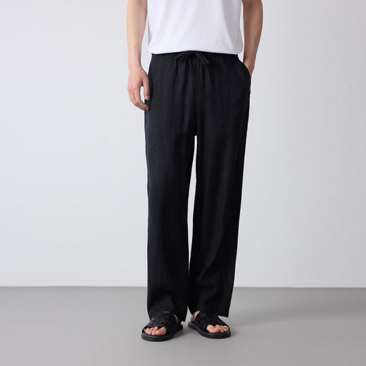 墨麦客男装高智通勤亚麻休闲裤男2026春季新款透气男士裤子91582. 商品图2