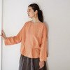 绽放158朵/亚麻成衣染色圆领落肩长袖T恤女宽松显瘦新款小衫百搭 商品缩略图0