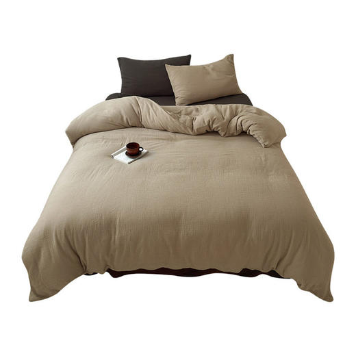 日式无印纯色皱皱纱四件套良品全棉柔软床品套件双层水洗做皱件套 商品图4