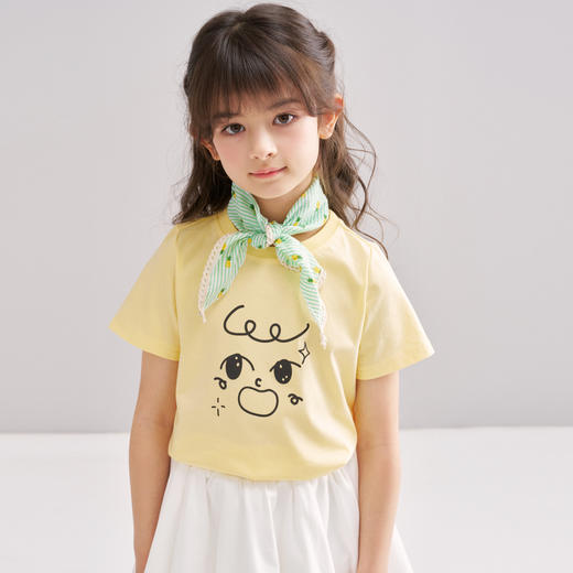 笛莎/Deesha 【松饼熊】2026年夏季新款女童索罗那原纱防晒凉感快干短袖T恤 商品图1